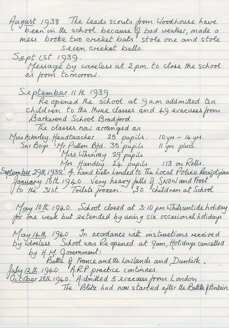 Log Book 1938-40.JPG - Extracts from Long Preston Endowed School Log Book 1938-40